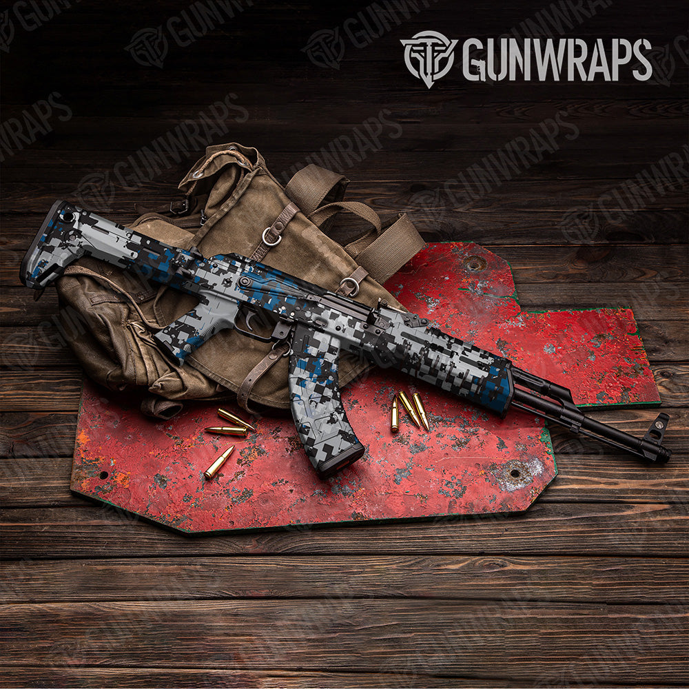 AK 47 Broken Plaid Blue Tiger Camo Gun Skin Vinyl Wrap