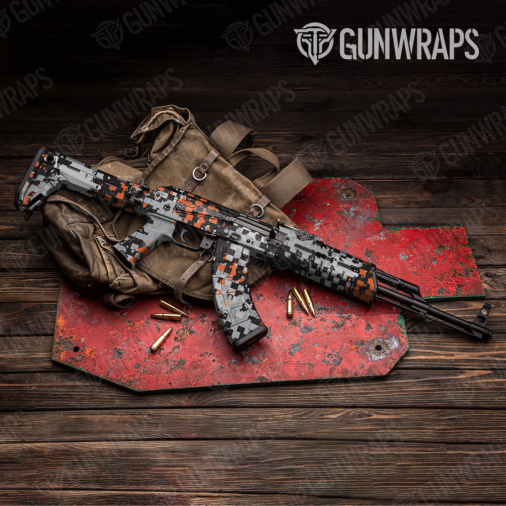 AK 47 Broken Plaid Orange Tiger Camo Gun Skin Vinyl Wrap