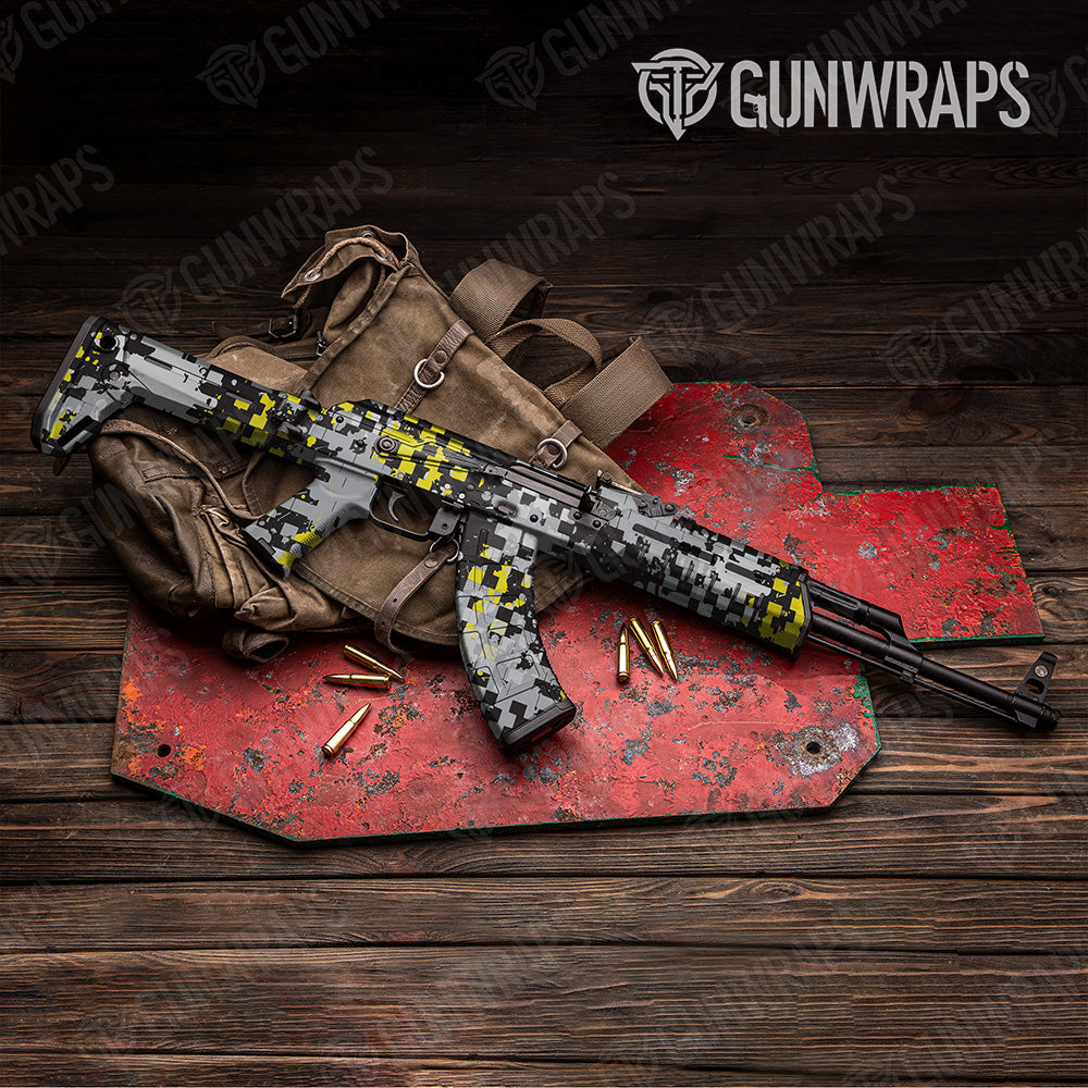 AK 47 Broken Plaid Yellow Tiger Camo Gun Skin Vinyl Wrap