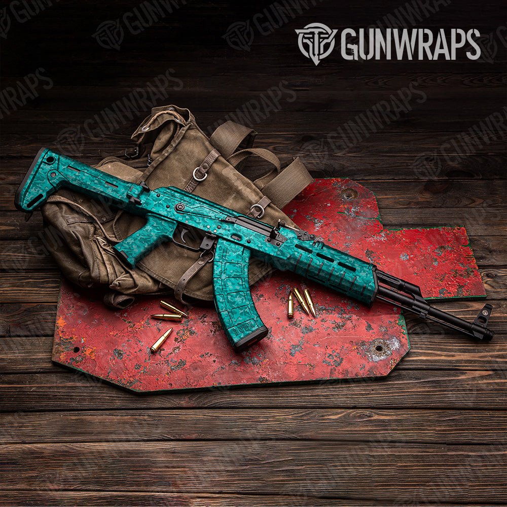 AK 47 Classic Elite Tiffany Blue Camo Gun Skin Vinyl Wrap