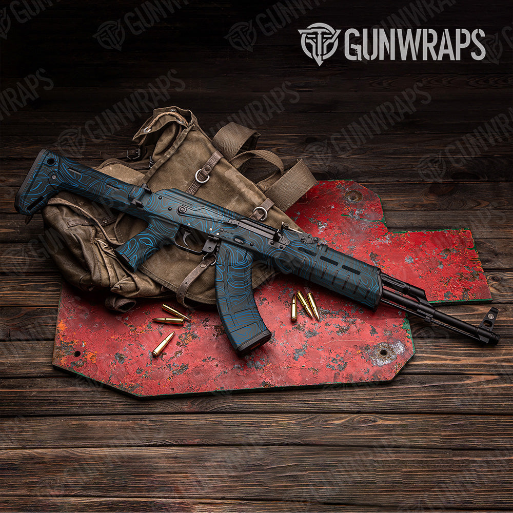 AK 47 Damascus Blue Camo Gun Skin Vinyl Wrap