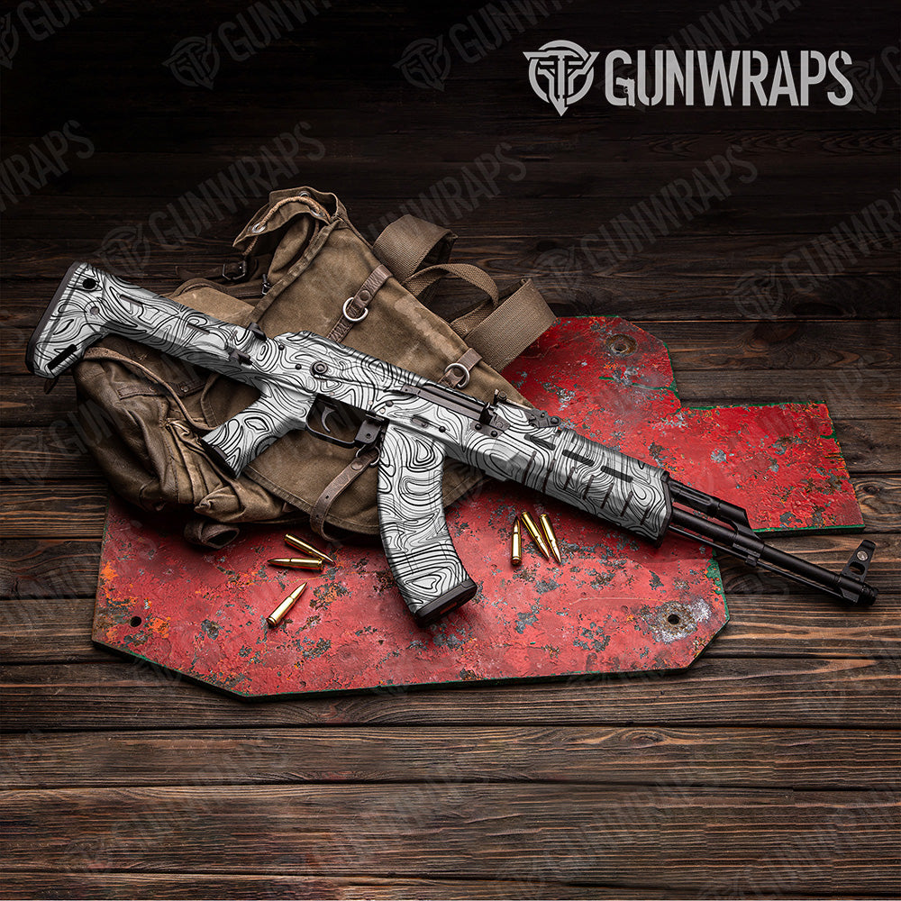 AK 47 Damascus White Camo Gun Skin Vinyl Wrap