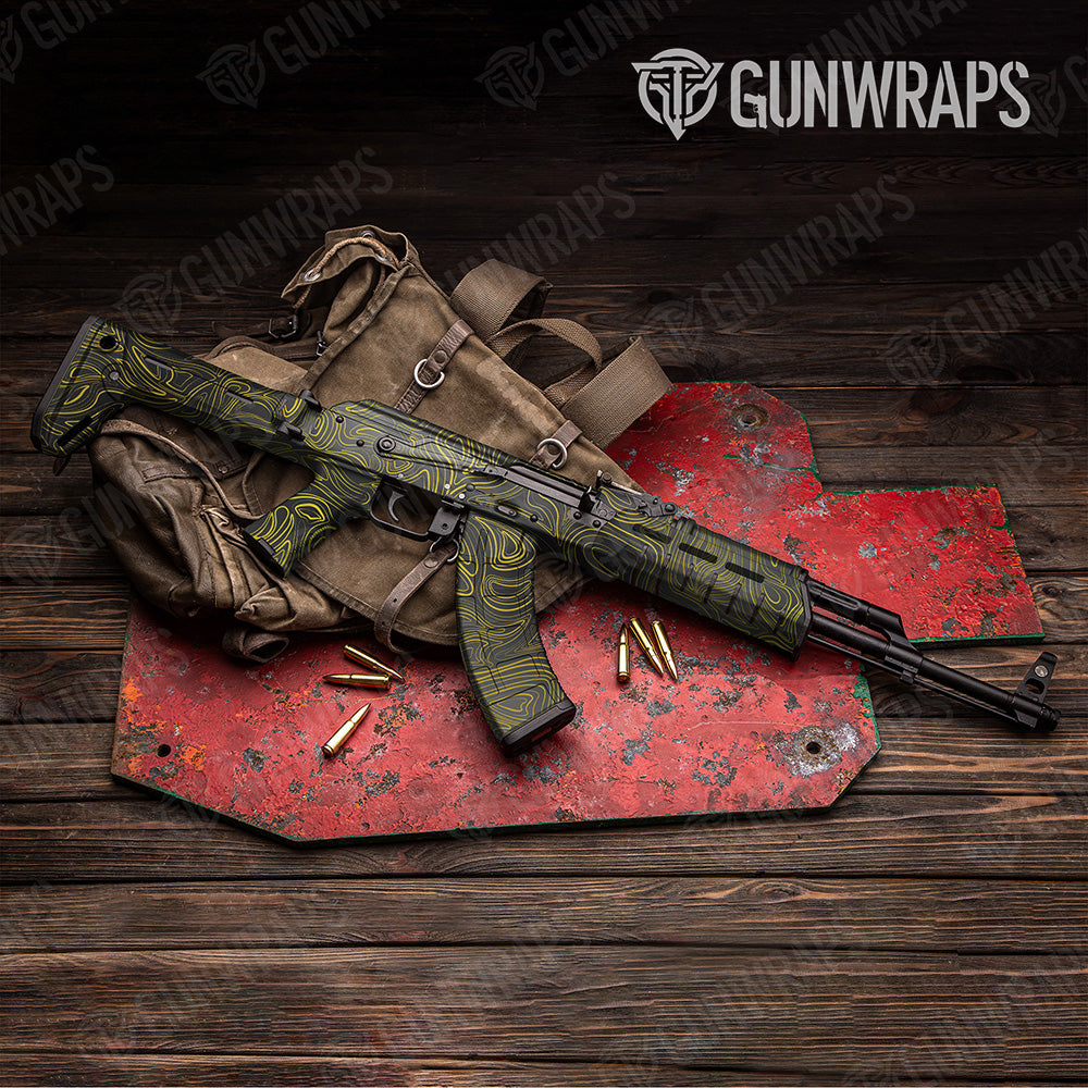 AK 47 Damascus Yellow Camo Gun Skin Vinyl Wrap