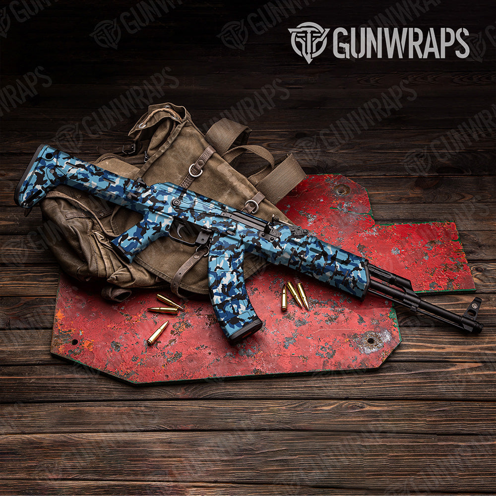 AK 47 Erratic Baby Blue Camo Gun Skin Vinyl Wrap