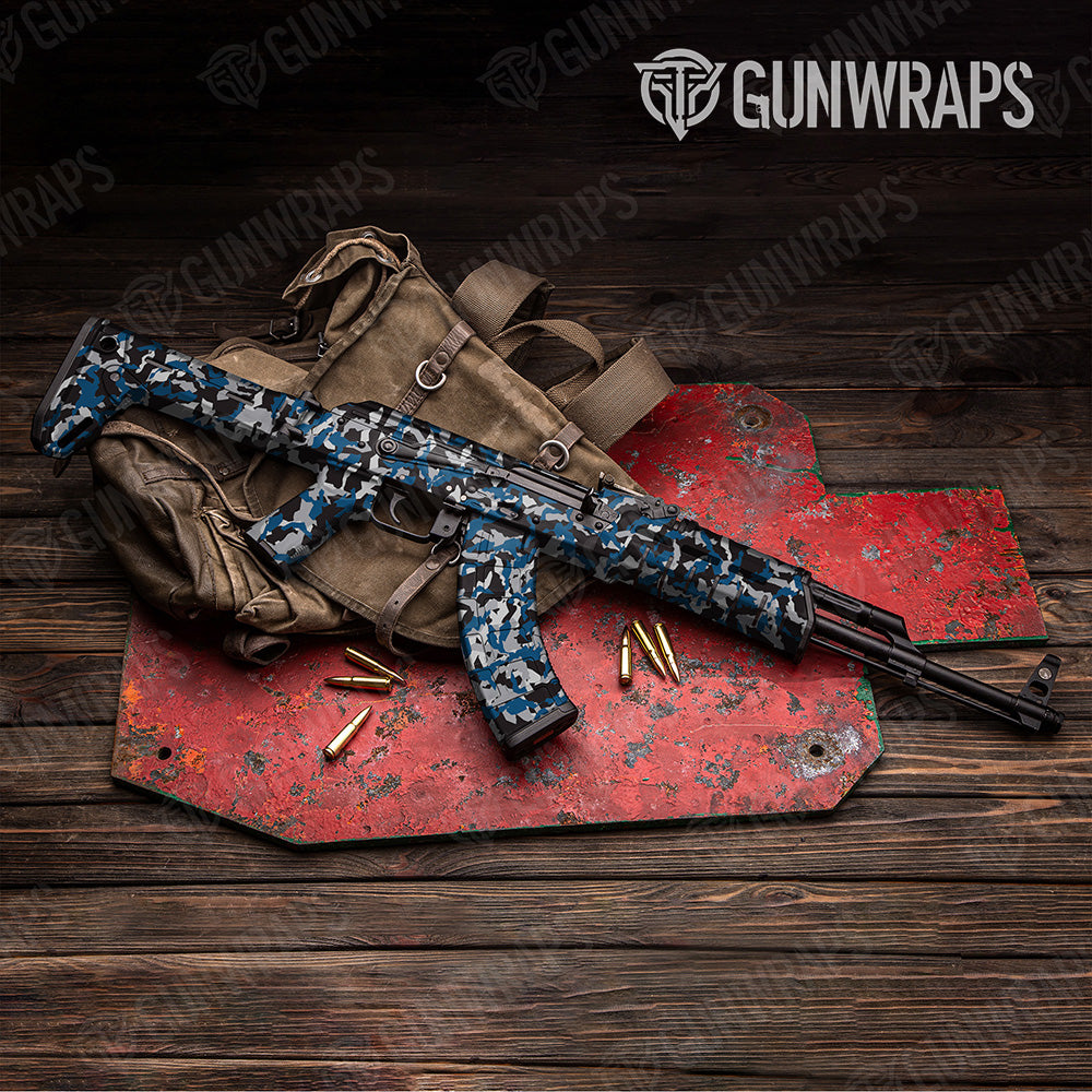 AK 47 Erratic Blue Tiger Camo Gun Skin Vinyl Wrap