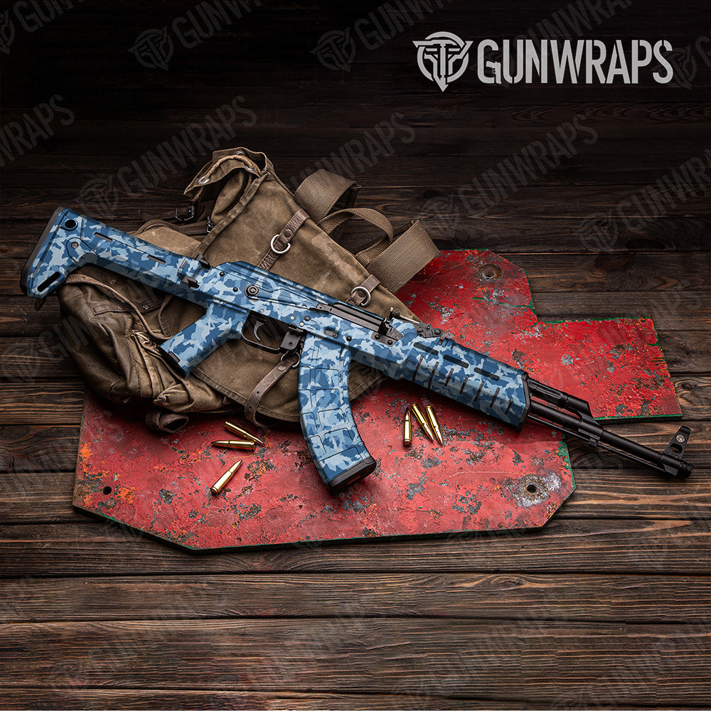 AK 47 Erratic Cool Blue Camo Gun Skin Vinyl Wrap