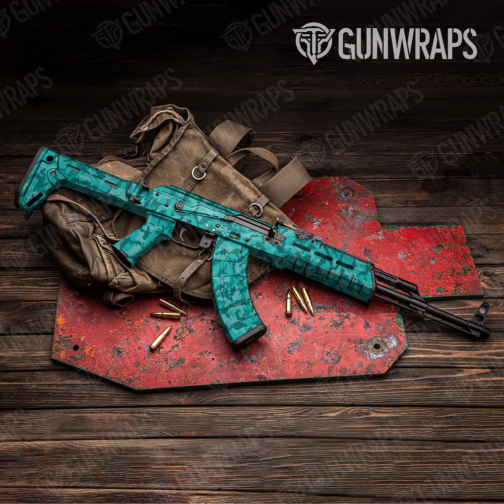 AK 47 Erratic Elite Tiffany Blue Camo Gun Skin Vinyl Wrap