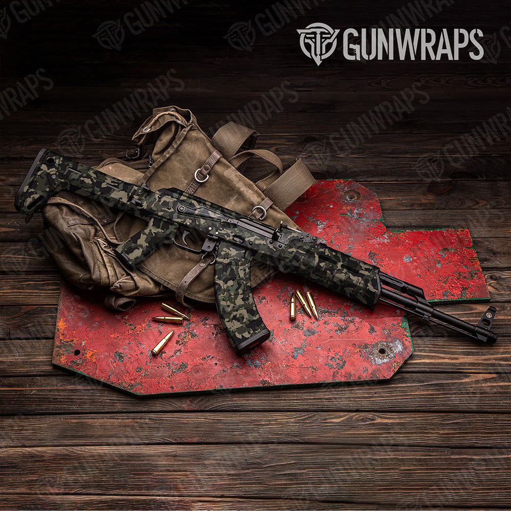 AK 47 Erratic Militant Green Camo Gun Skin Vinyl Wrap