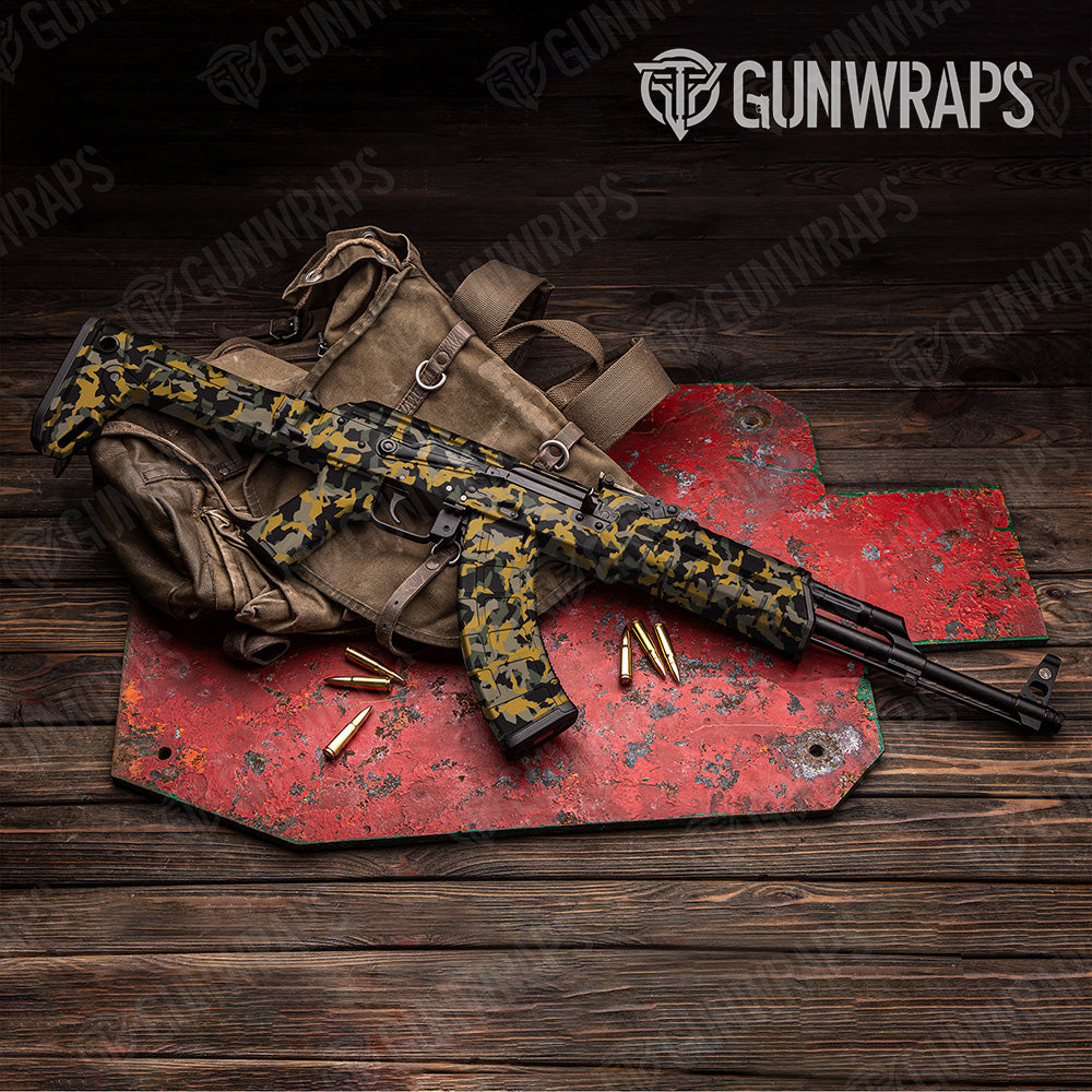 AK 47 Erratic Militant Yellow Camo Gun Skin Vinyl Wrap