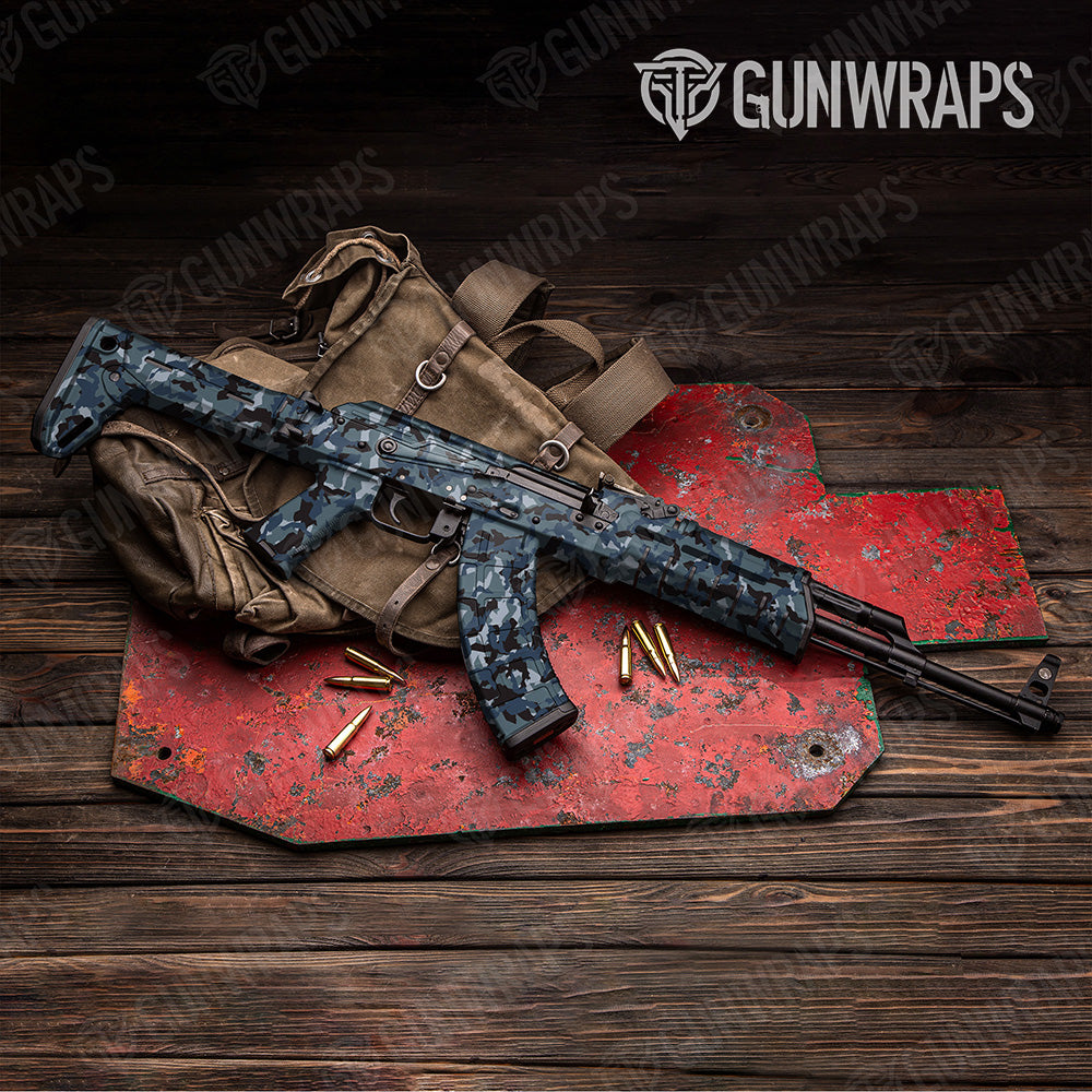 AK 47 Erratic Navy Camo Gun Skin Vinyl Wrap