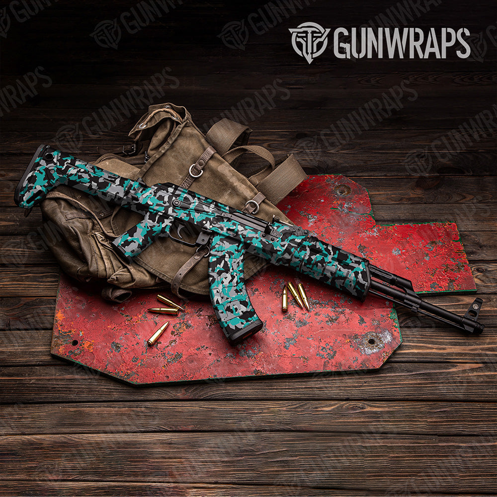 AK 47 Erratic Tiffany Blue Tiger Camo Gun Skin Vinyl Wrap