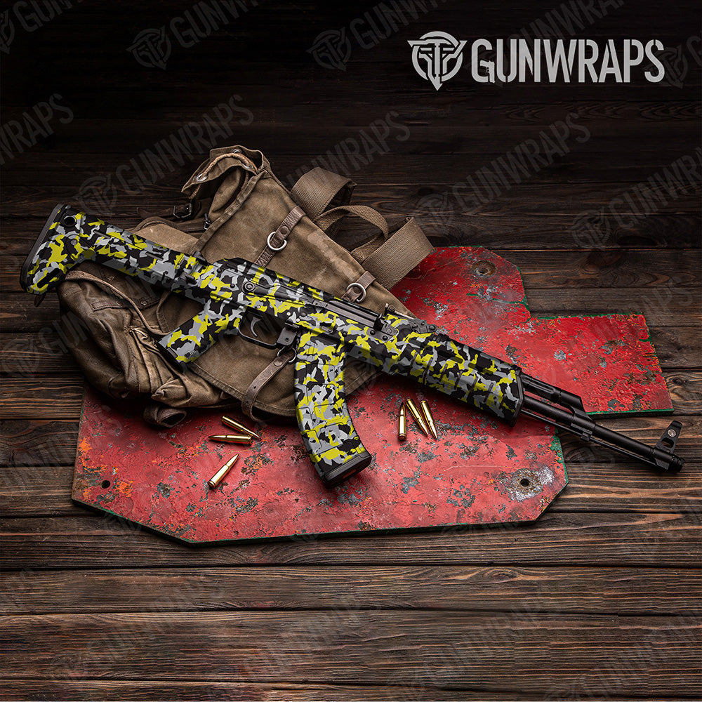 AK 47 Erratic Yellow Tiger Camo Gun Skin Vinyl Wrap