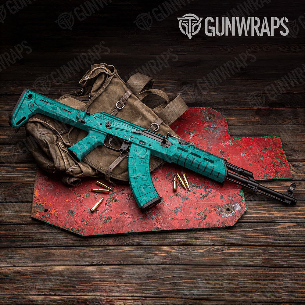 AK 47 Battle Storm Elite Tiffany Blue Camo Gun Skin Vinyl Wrap