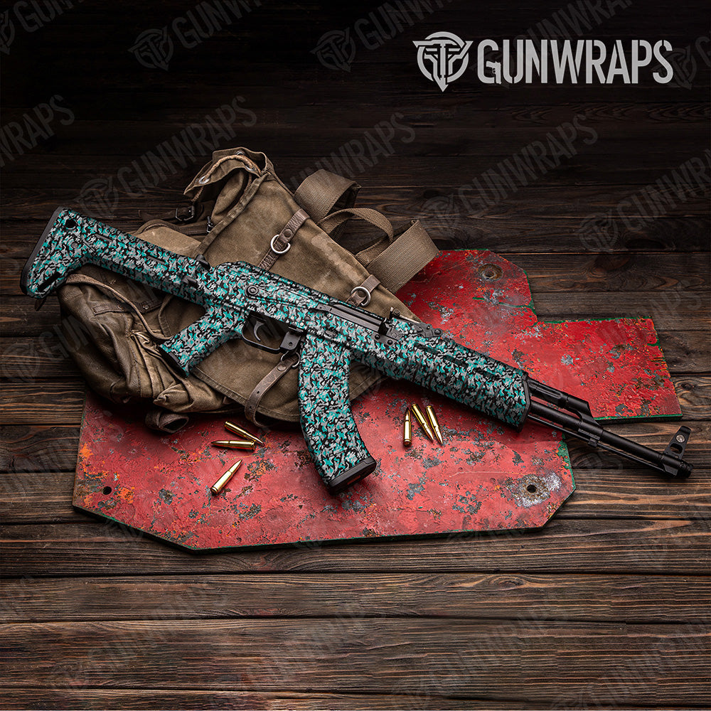 AK 47 Classic Tiffany Blue Tiger Camo Gun Skin Vinyl Wrap