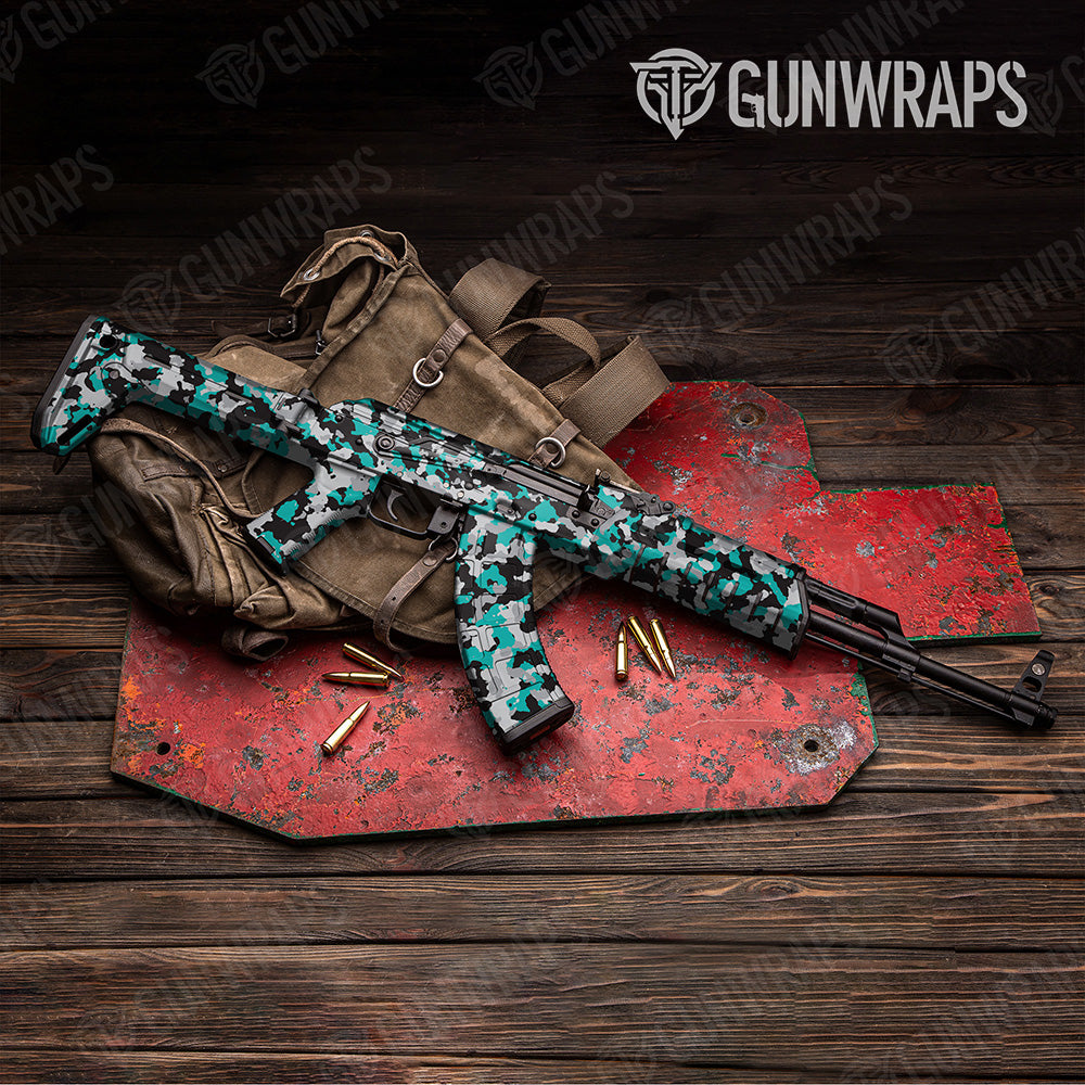 AK 47 Cumulus Tiffany Blue Tiger Camo Gun Skin Vinyl Wrap