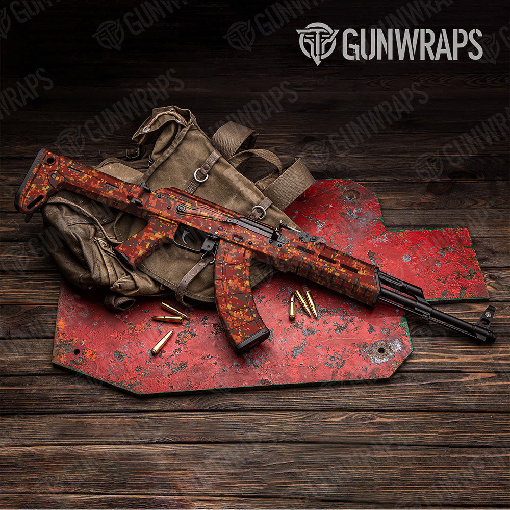 AK 47 Digital Autumn Camo Gun Skin Vinyl Wrap