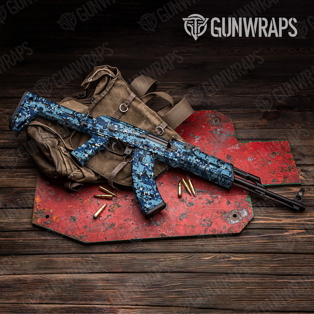 AK 47 Digital Baby Blue Camo Gun Skin Vinyl Wrap