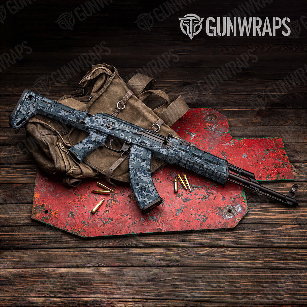 AK 47 Digital Navy Camo Gun Skin Vinyl Wrap