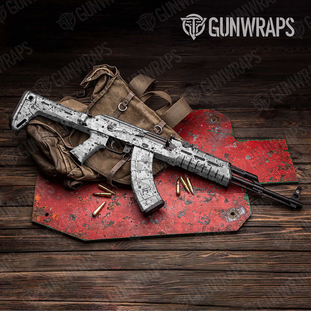 AK 47 Digital Snow Camo Gun Skin Vinyl Wrap