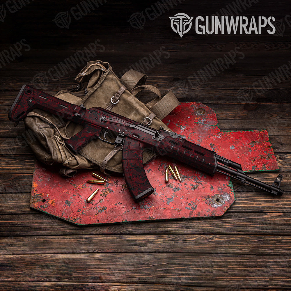 AK 47 Digital Vampire Red Camo Gun Skin Vinyl Wrap