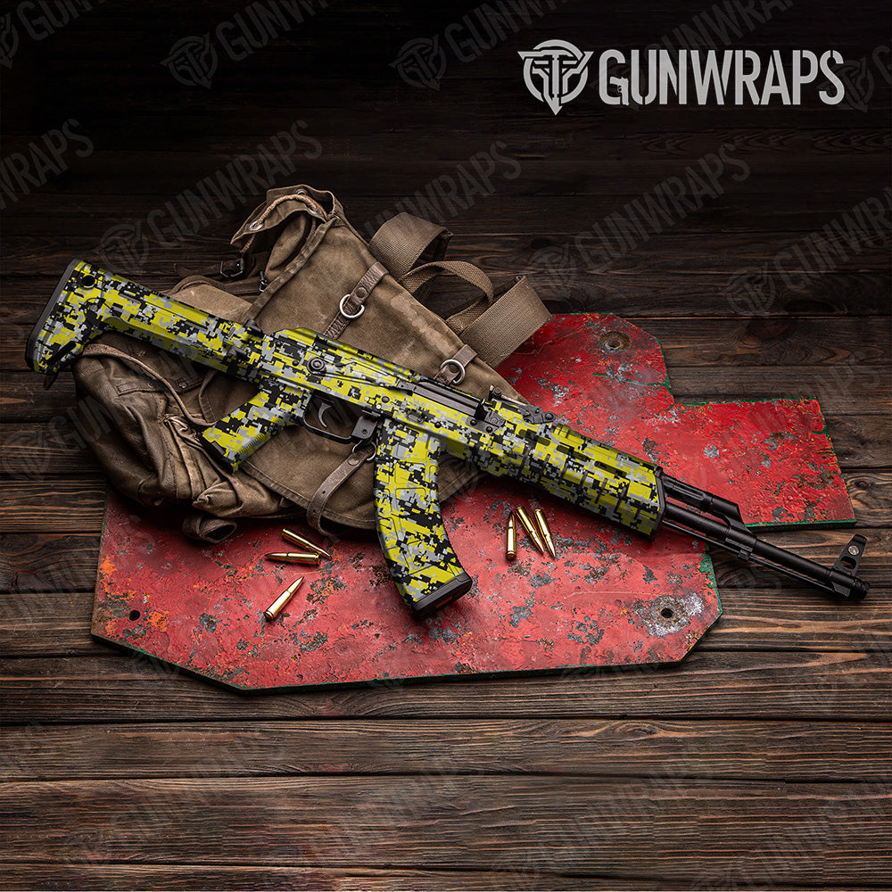 AK 47 Digital Yellow Tiger Camo Gun Skin Vinyl Wrap