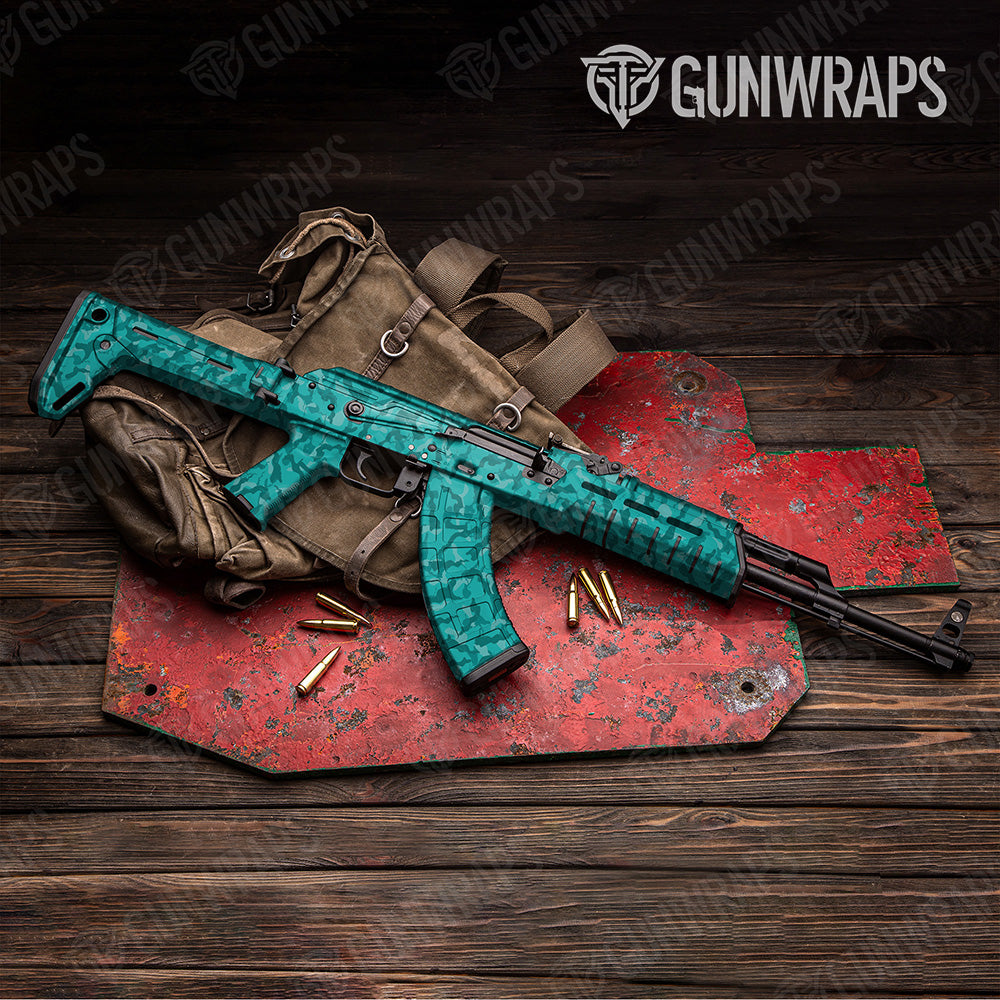 AK 47 Ragged Elite Tiffany Blue Camo Gun Skin Vinyl Wrap