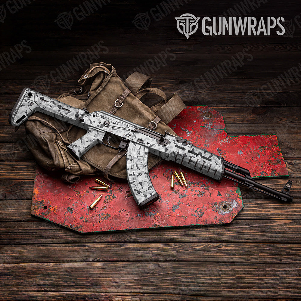 AK 47 Ragged Snow Camo Gun Skin Vinyl Wrap