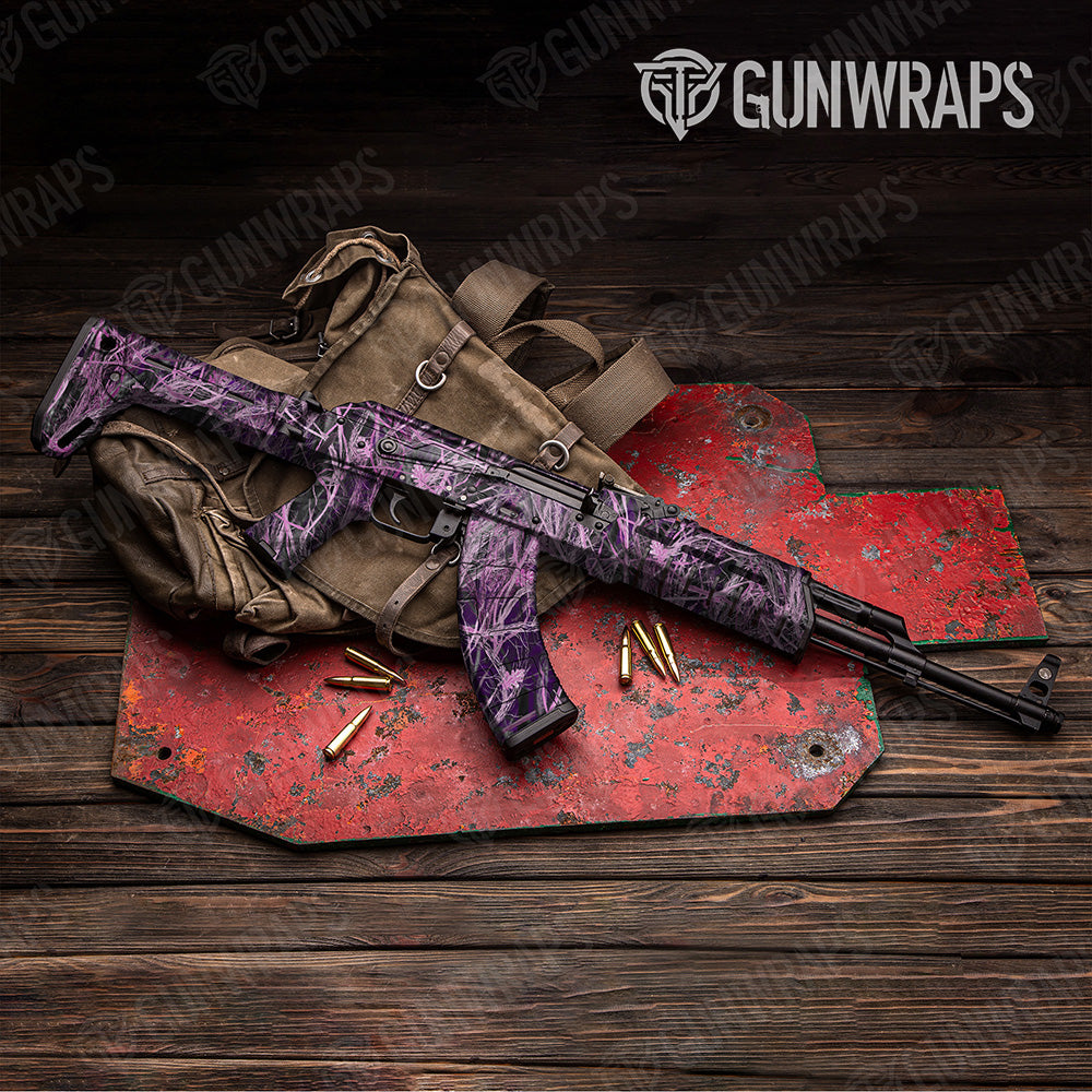 AK 47 Nature Dry Pink Grassland Camo Gun Skin Vinyl Wrap