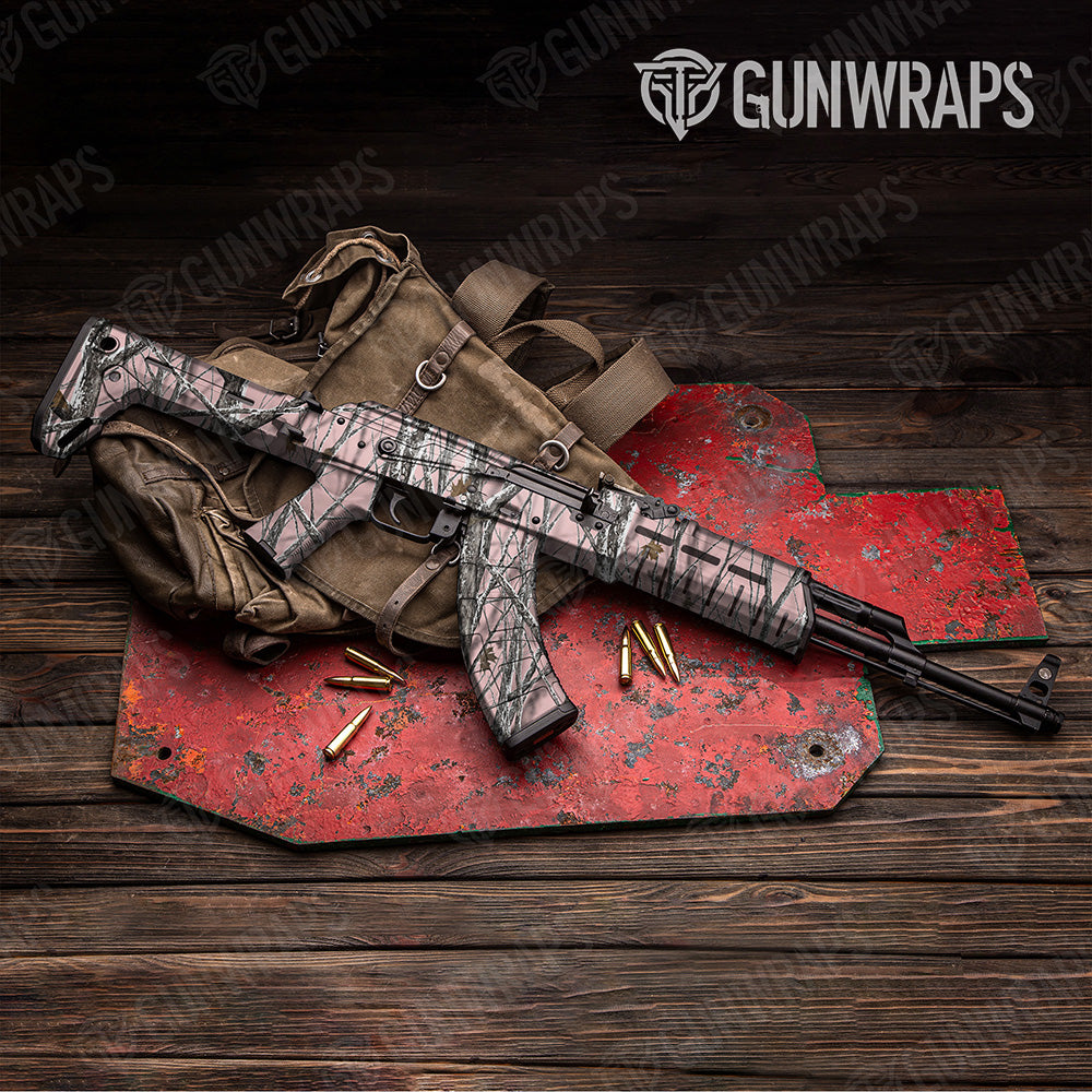 AK 47 Nature Pink Snowstorm Camo Gun Skin Vinyl Wrap