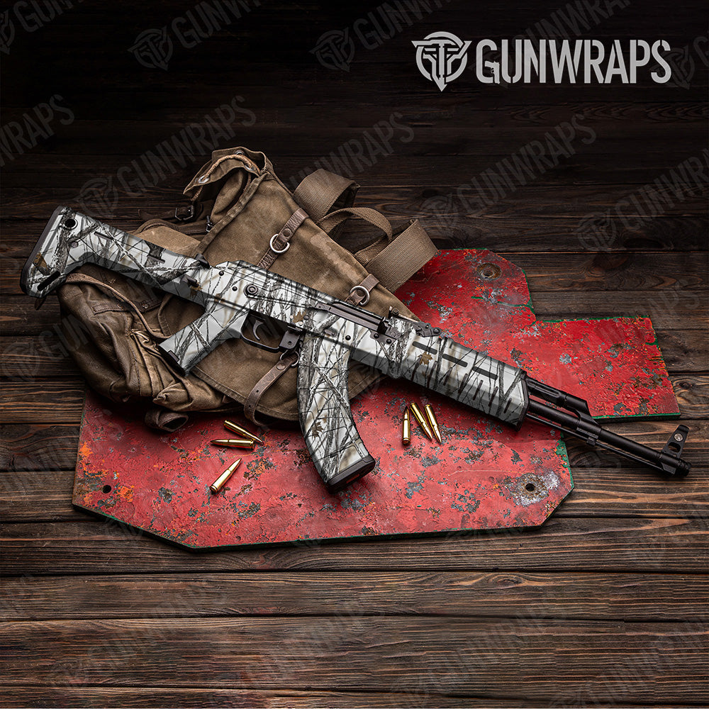 AK 47 Nature Snowstorm Camo Gun Skin Vinyl Wrap