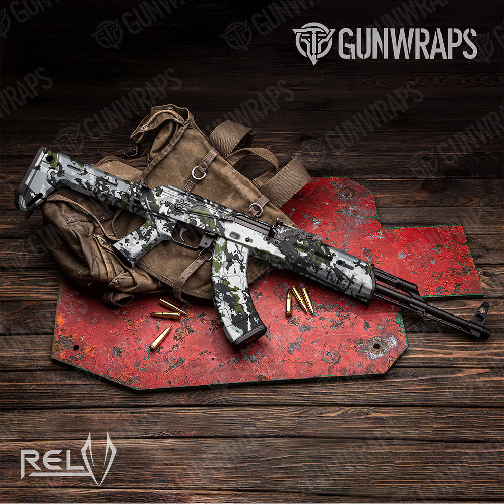 AK 47 X3 RELV Timber Wolf Camo Gun Skin Vinyl Wrap