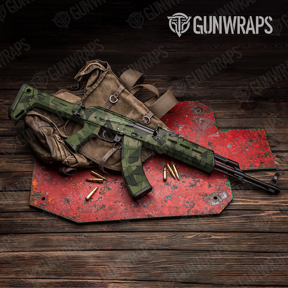 AK 47 Shattered Army Green Camo Gun Skin Vinyl Wrap