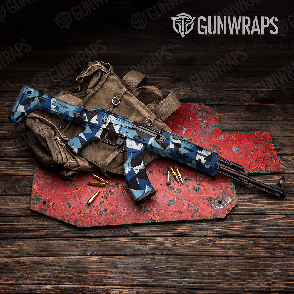 AK 47 Shattered Baby Blue Camo Gun Skin Vinyl Wrap