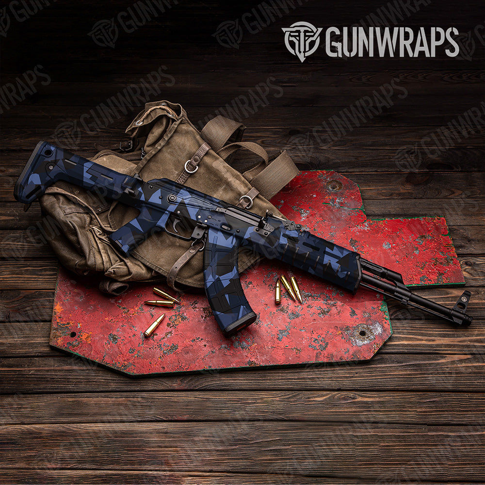 AK 47 Shattered Blue Midnight Camo Gun Skin Vinyl Wrap