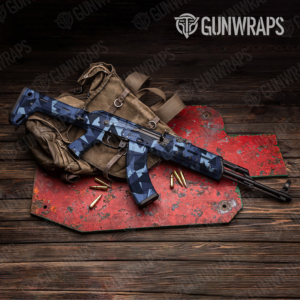 AK 47 Shattered Blue Urban Night Camo Gun Skin Vinyl Wrap