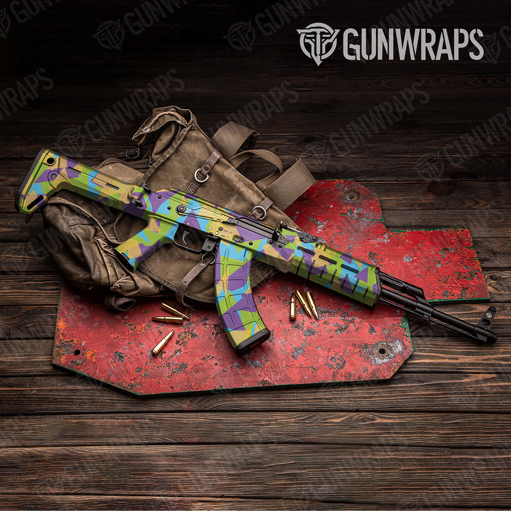 AK 47 Shattered Carnival Camo Gun Skin Vinyl Wrap