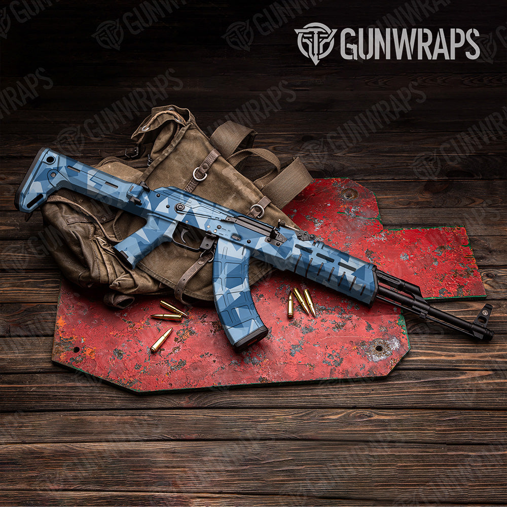 AK 47 Shattered Cool Blue Camo Gun Skin Vinyl Wrap