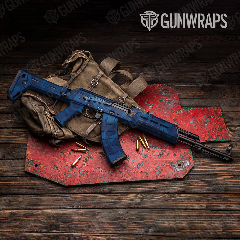 AK 47 Shattered Elite Blue Camo Gun Skin Vinyl Wrap