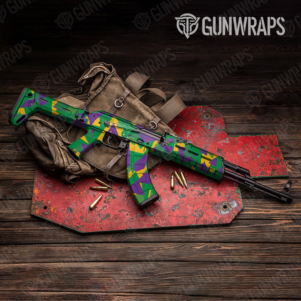 AK 47 Shattered Mardi Gras Camo Gun Skin Vinyl Wrap