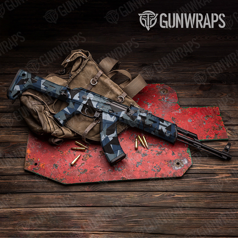 AK 47 Shattered Navy Camo Gun Skin Vinyl Wrap