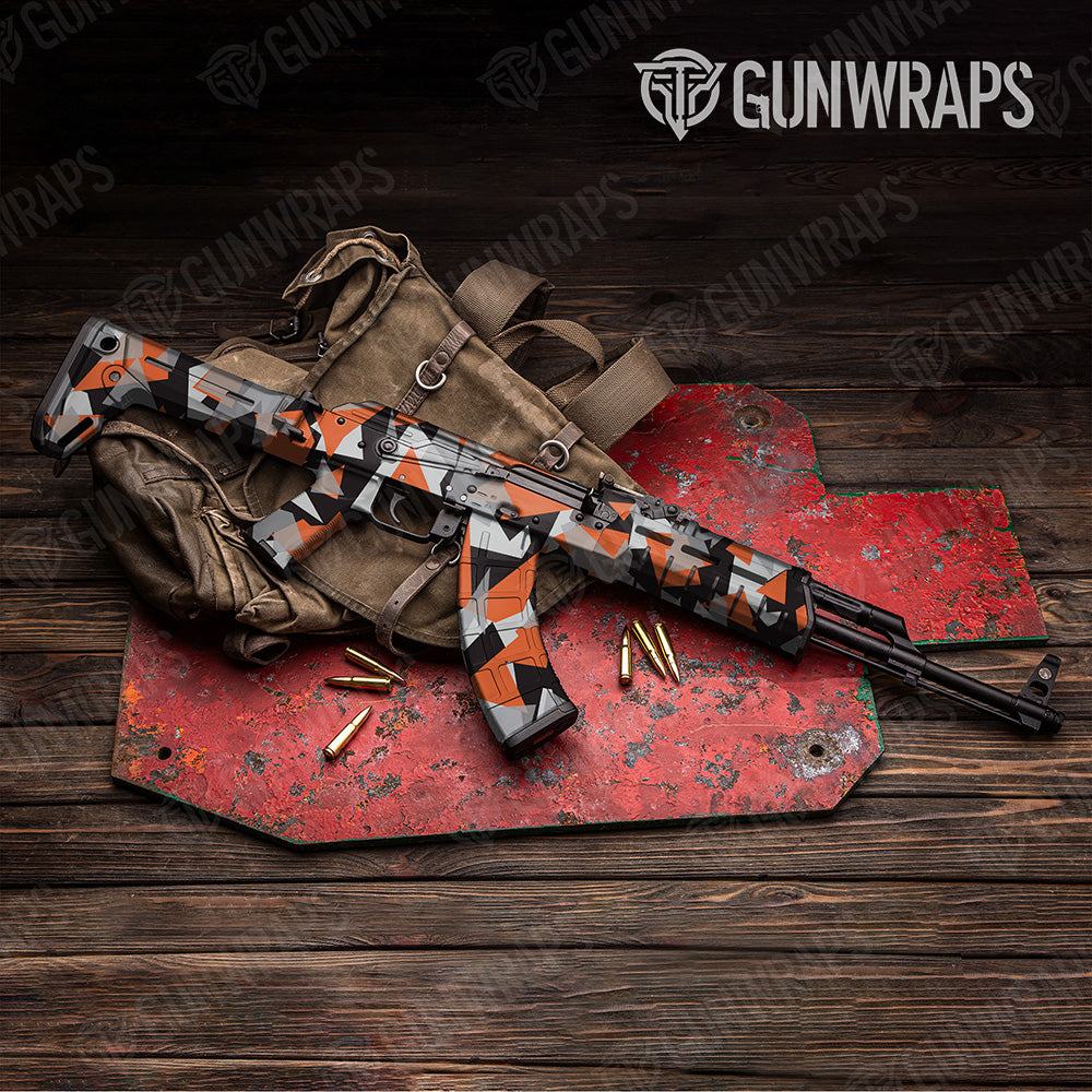 AK 47 Shattered Orange Tiger Camo Gun Skin Vinyl Wrap