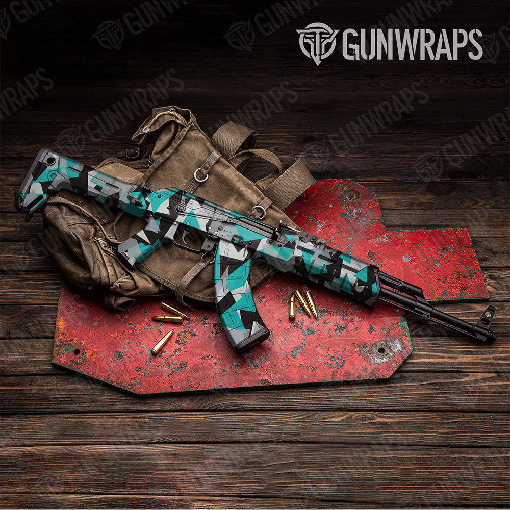 AK 47 Shattered Tiffany Blue Tiger Camo Gun Skin Vinyl Wrap