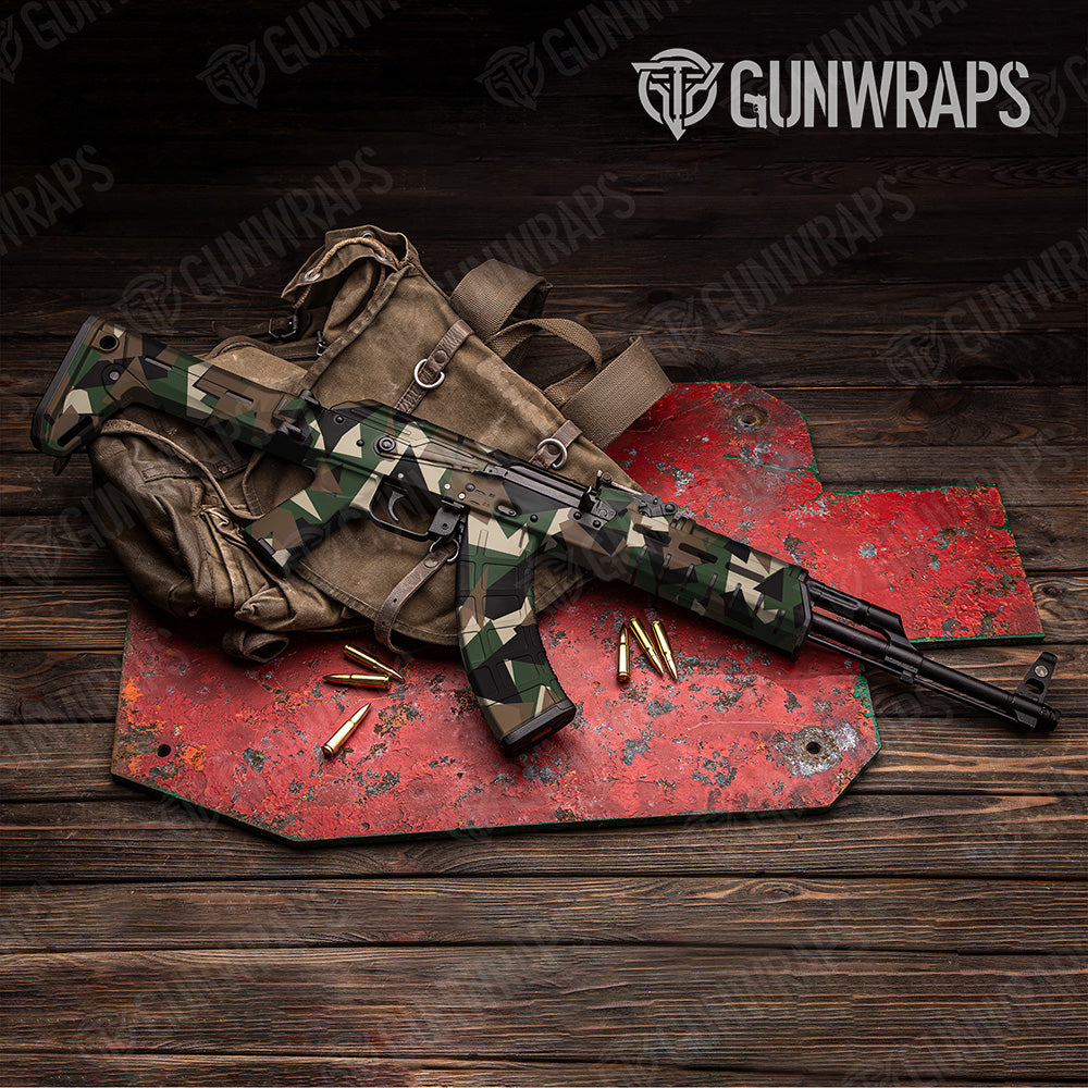 AK 47 Shattered Woodland Camo Gun Skin Vinyl Wrap