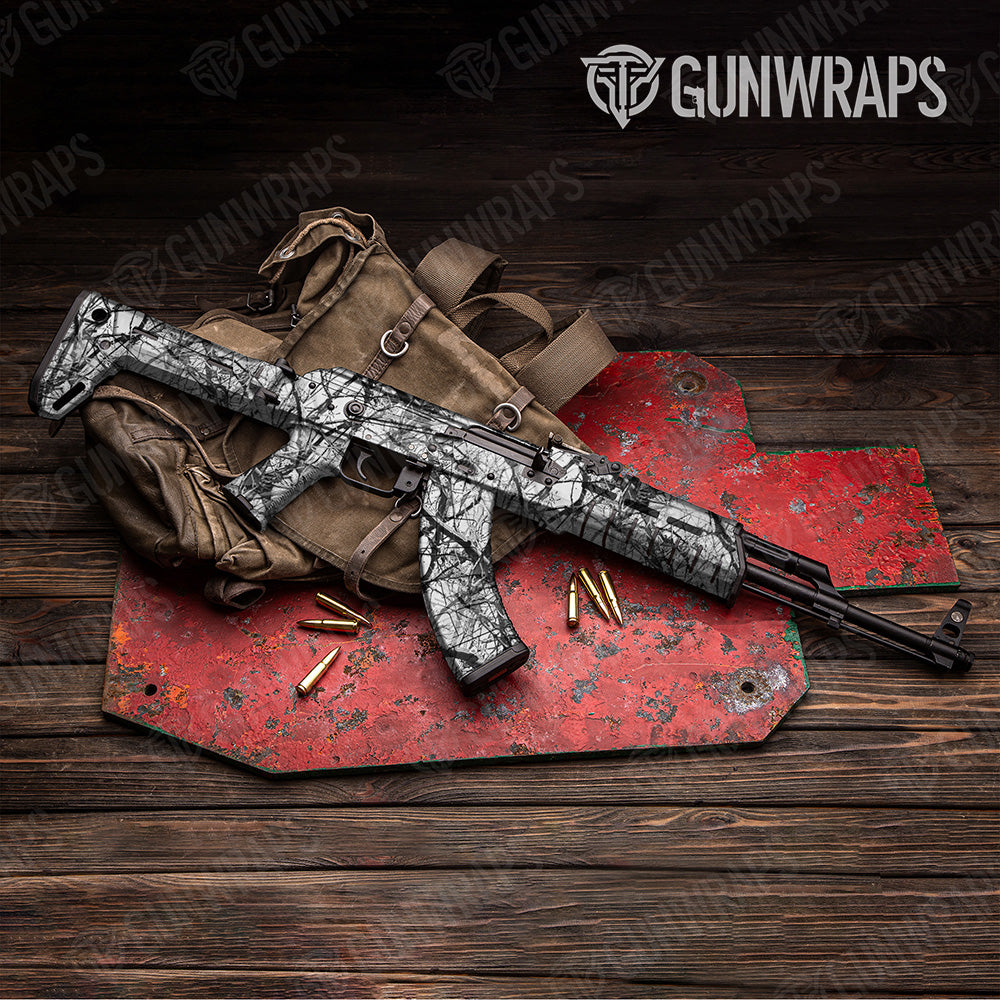 AK 47 Substrate Snow Stalker Camo Gun Skin Vinyl Wrap