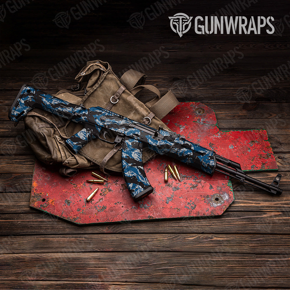 AK 47 Vietnam Tiger Stripe Blue Tiger Camo Gun Skin Vinyl Wrap