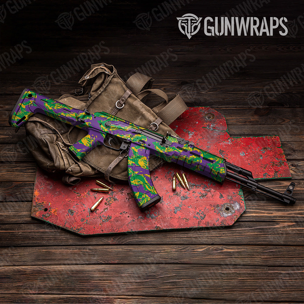 AK 47 Vietnam Tiger Stripe Mardi Gras Camo Gun Skin Vinyl Wrap