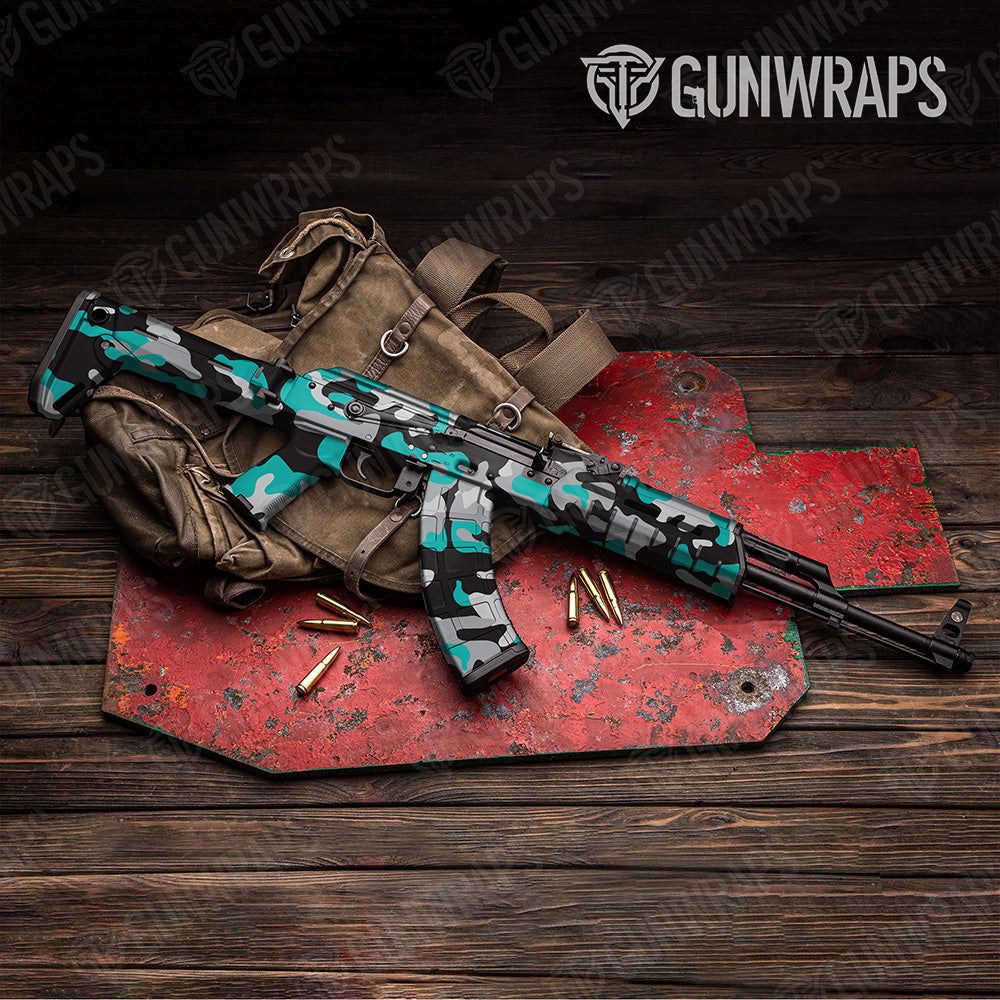 AK 47 Classic XL Tiffany Blue Tiger Camo Gun Skin Vinyl Wrap