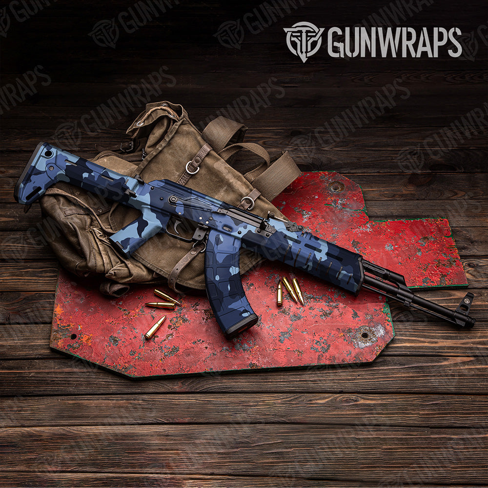 AK 47 Cumulus XL Blue Urban Night Camo Gun Skin Vinyl Wrap