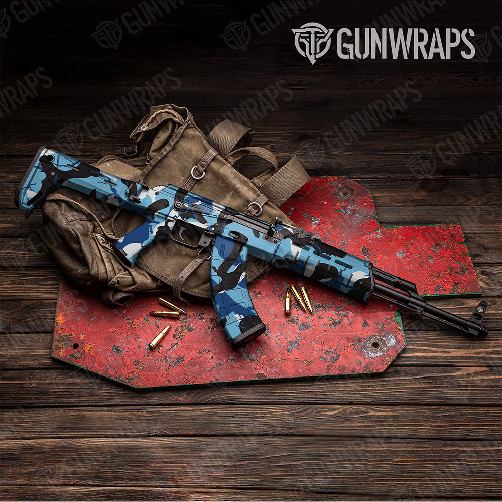 AK 47 Ragged XL Baby Blue Camo Gun Skin Vinyl Wrap