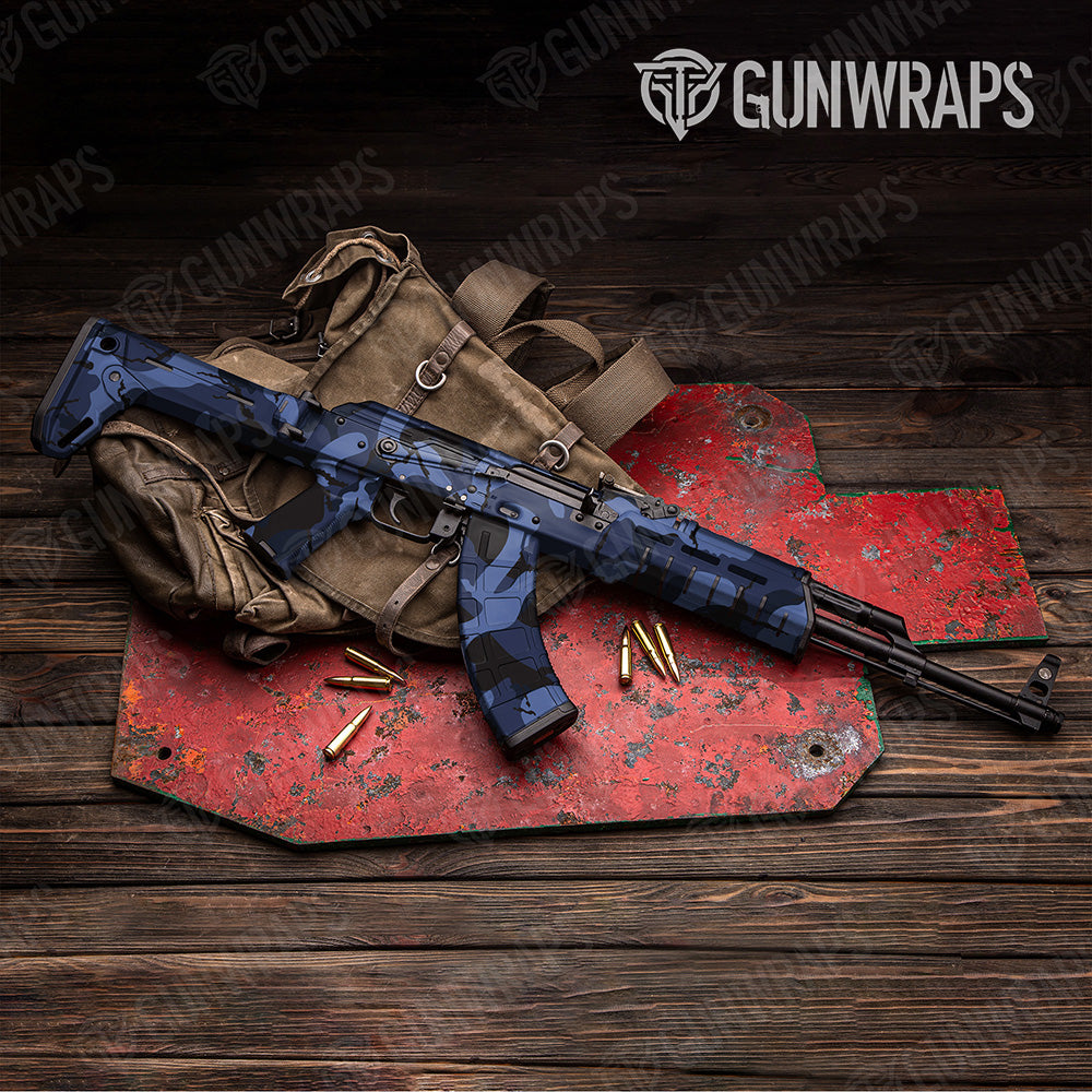 AK 47 Ragged XL Blue Midnight Camo Gun Skin Vinyl Wrap